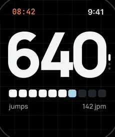 Apple Watch during a session: 640 jumps at 142 a minute.